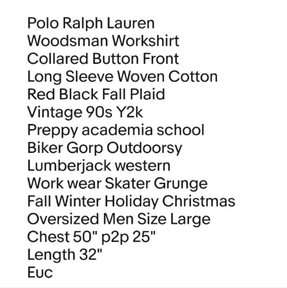 Polo Ralph Lauren Woodsman Workshirt Large Red Plaid Woven Cotton Button Vtg 90s